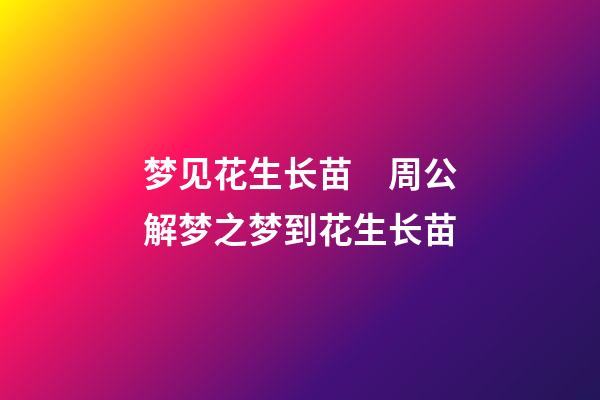 梦见花生长苗　周公解梦之梦到花生长苗